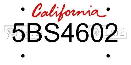 5BS4602 California License Plate