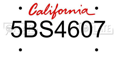 5BS4607 California License Plate