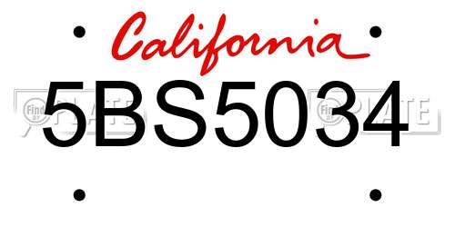 5BS5034 California License Plate