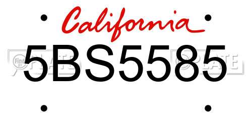 5BS5585 California License Plate