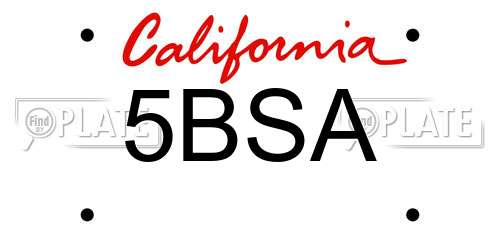 5BSA California License Plate