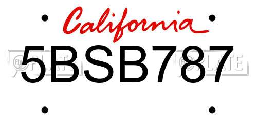 5BSB787 California License Plate