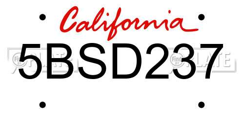 5BSD237 California License Plate