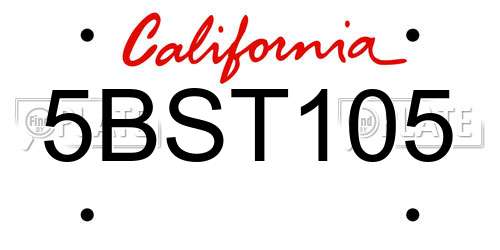 5BST105 California License Plate
