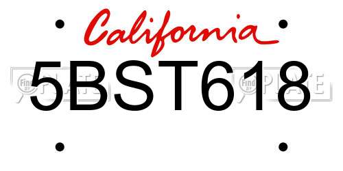 5BST618 California License Plate