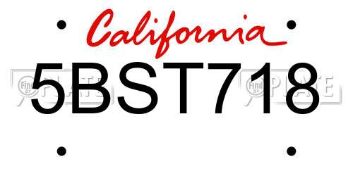 5BST718 California License Plate