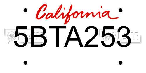 5BTA253 California License Plate