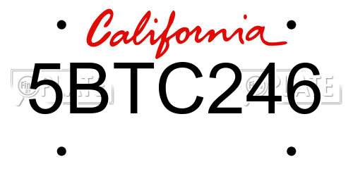 5BTC246 California License Plate