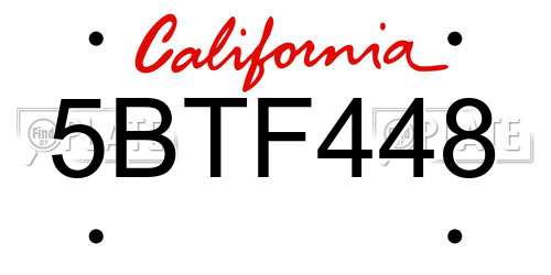 5BTF448 California License Plate