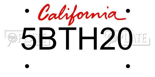 5BTH20 California License Plate