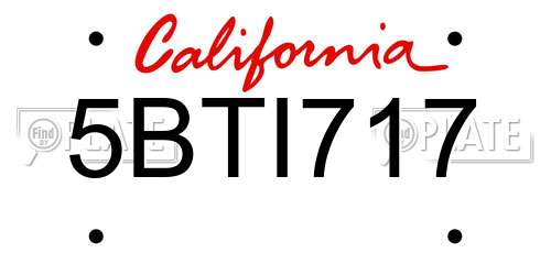 5BTI717 California License Plate