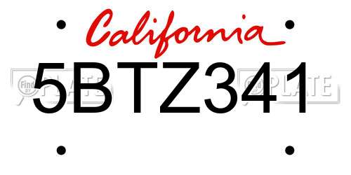 5BTZ341 California License Plate