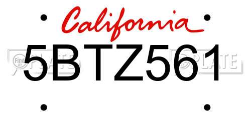 5BTZ561 California License Plate