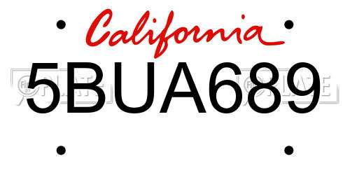 5BUA689 California License Plate