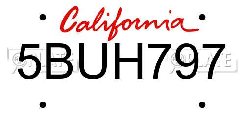 5BUH797 California License Plate