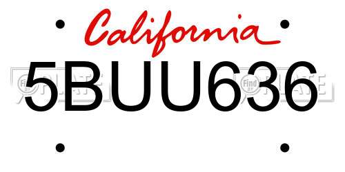 5BUU636 California License Plate