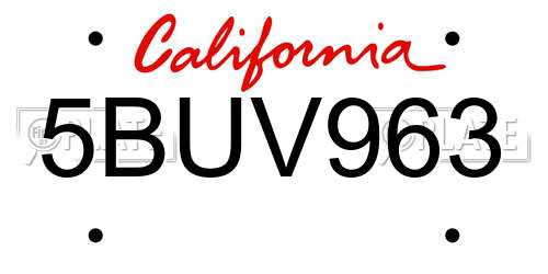 5BUV963 California License Plate