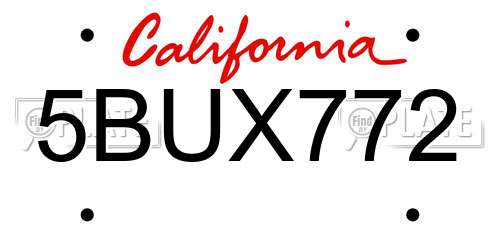 5BUX772 California License Plate