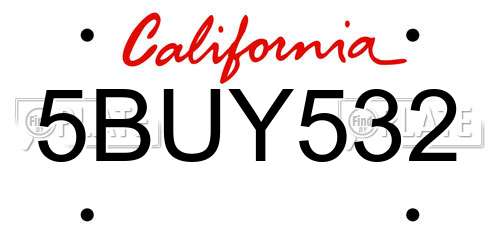5BUY532 California License Plate