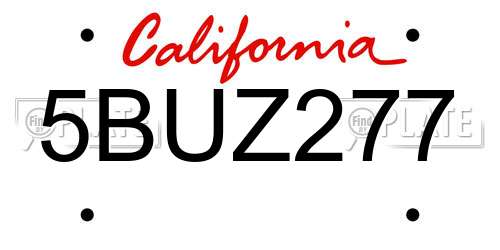 5BUZ277 California License Plate