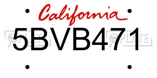 5BVB471 California License Plate