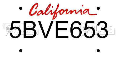 5BVE653 California License Plate