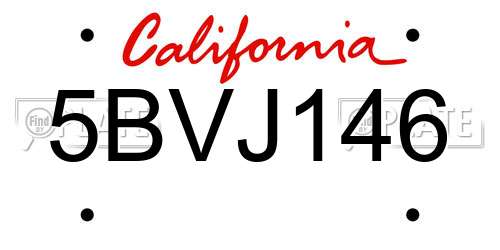5BVJ146 California License Plate
