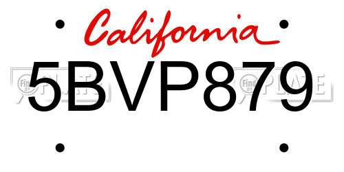 5BVP879 California License Plate