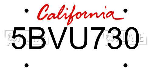 5BVU730 California License Plate