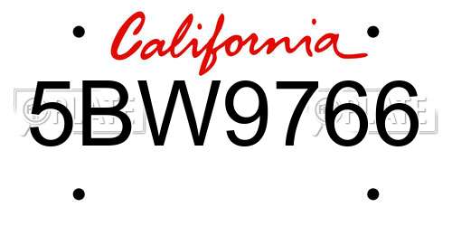 5BW9766 California License Plate