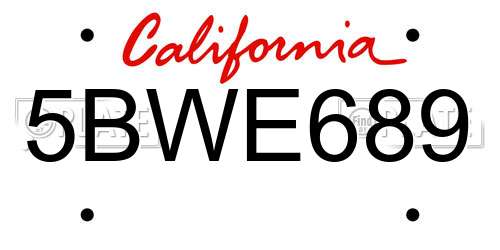 5BWE689 California License Plate