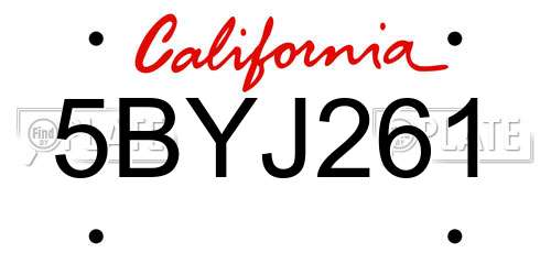 5BYJ261 California License Plate