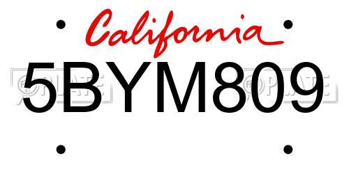 5BYM809 California License Plate