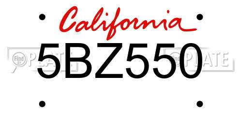 5BZ550 California License Plate