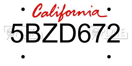 5BZD672 California License Plate