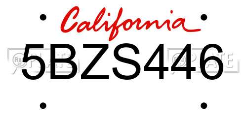 5BZS446 California License Plate