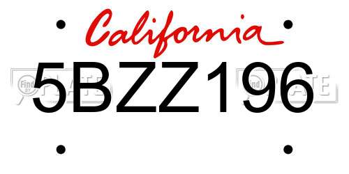 5BZZ196 California License Plate