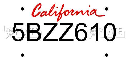 5BZZ610 California License Plate