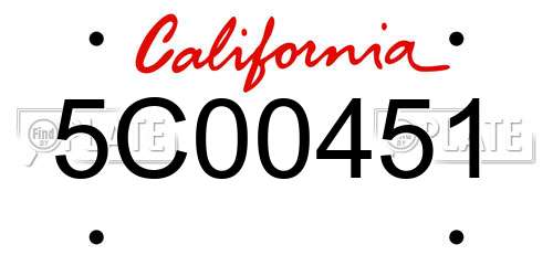 5C00451 California License Plate