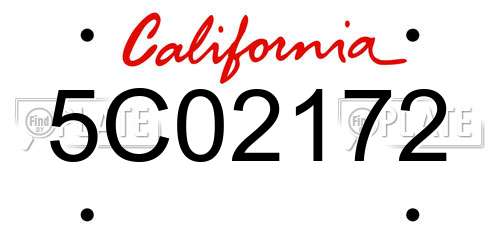 5C02172 California License Plate