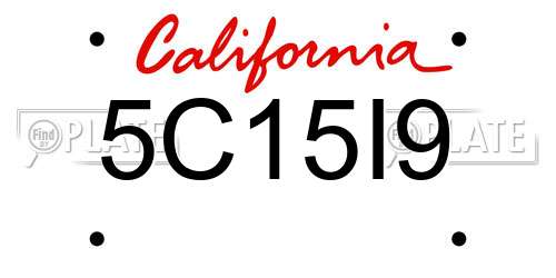 5C15I9 California License Plate