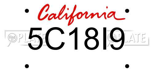 5C18I9 California License Plate