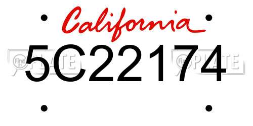 5C22174 California License Plate