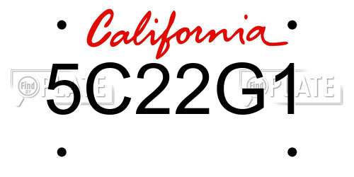 5C22G1 California License Plate