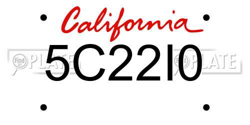 5C22I0 California License Plate