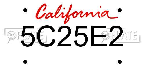 5C25E2 California License Plate