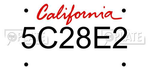 5C28E2 California License Plate