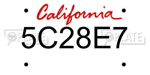 5C28E7 California License Plate