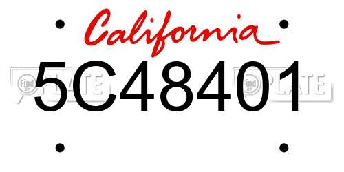 5C48401 California License Plate