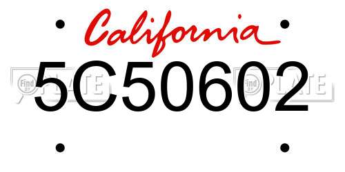 5C50602 California License Plate